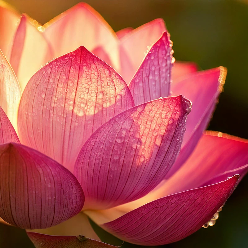 Rosa Lotusblüte die sich öffnet